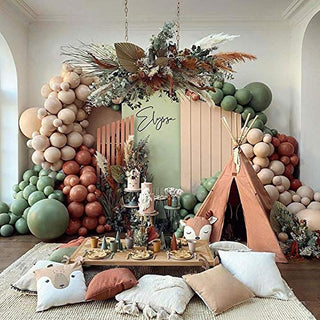 Light Brown Coffee with Sage Green Balloon Arch Kit for Party Birthday Wedding Engagement Anniversary Christmas Festival Picnic or Any Friends & Family Party Decorations