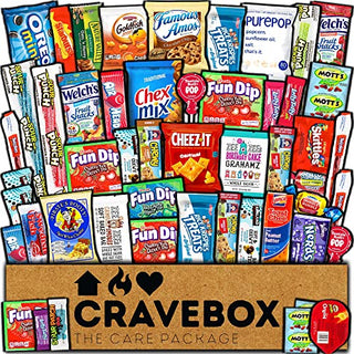 CRAVEBOX Easter Snacks Box Variety Pack Care Package (50 Count) Treats Gift Basket Boxes Pack Adults Kids Grandkids Guys Girls Women Men Boyfriend Candy Birthday Cookies Chips Teenage Mix College Student Food Sampler Office