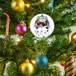Wedding Gifts Bridal Shower Gifts Red Flower in Car First Christmas as Mr & Mrs Ornament First Christmas Ornament Gift for Couple 2023