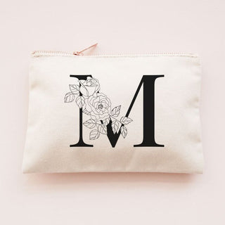 Floral Monogram Makeup Bag