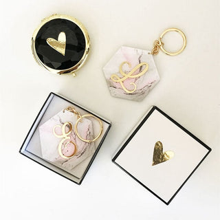 Monogram Pink Marble Keychain